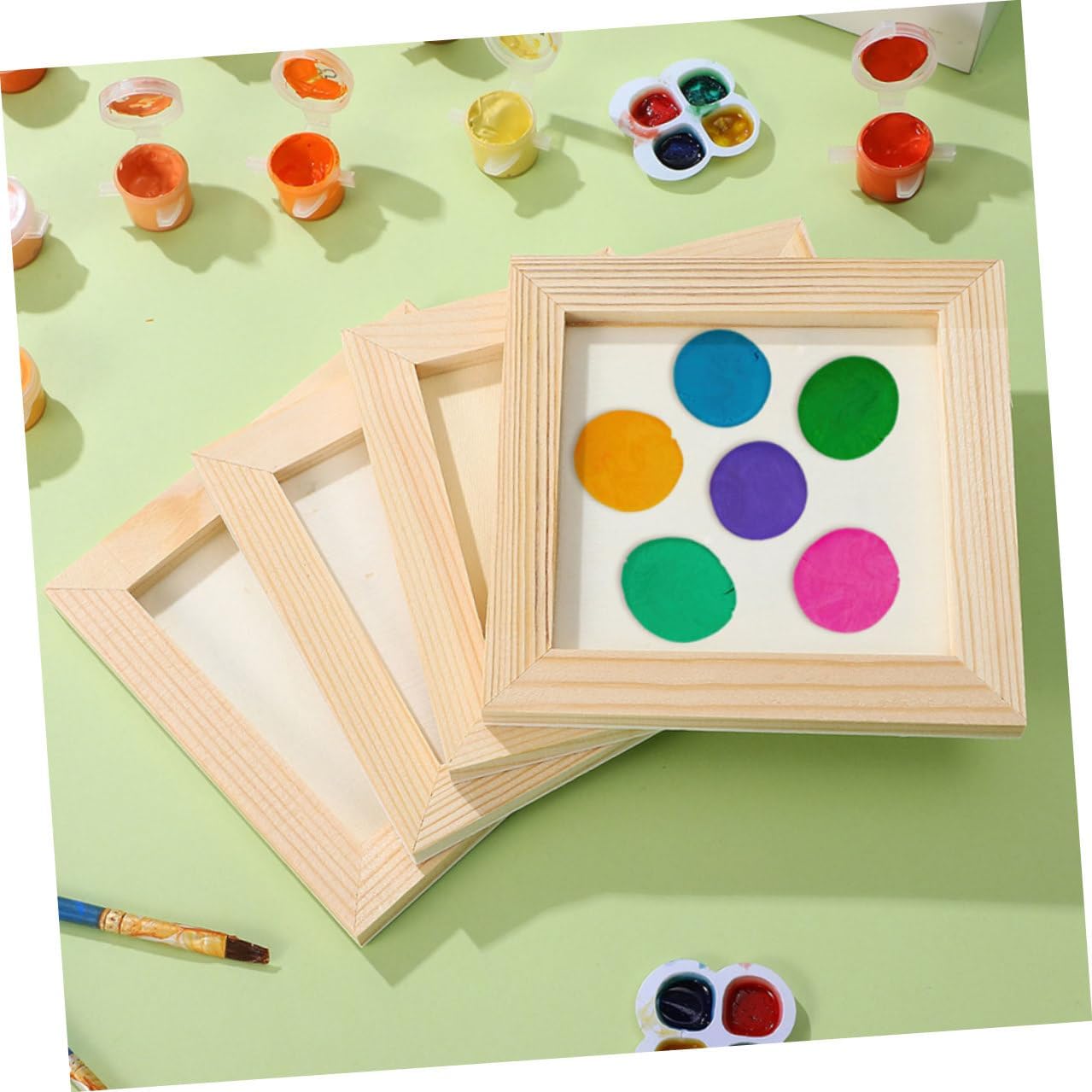 FRCOLOR 5 Pack Paintable Wood Picture Frames for Kids DIY Art Projects