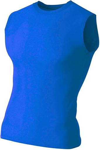 Royal Blue Adult 2XL Muscle Tee No Sleeve Tank High Performance Compression Moisture Wicking Shirt
