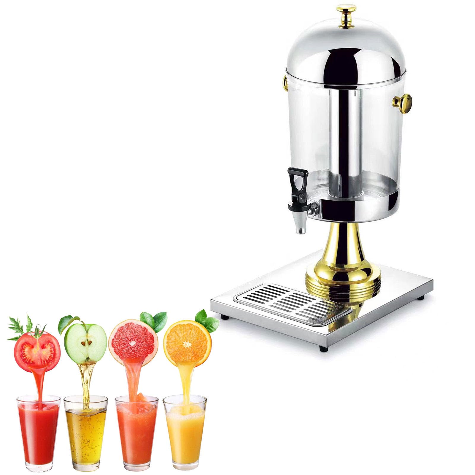 Distributeur De Boissons Avec Bac D'Égouttage Pour Vin, 8 L/16 L/24 L, Distributeur De Jus En Acier Inoxydable, Machine À Boissons Chaudes/Froides Professionnelle, Avec Bac À Glaçons Central Et Bac D