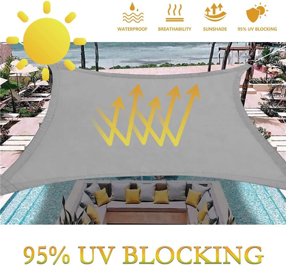 Dripex Tenda da Sole per Esterno, 5X7M Vela Ombreggiante, Tenda a Vela Rettangolare Protezione Anti Raggi UV e Impermeabile, Telo Parasole per Giardino, Terrazzo, Patio, Cortile e Prato (Grigio)
