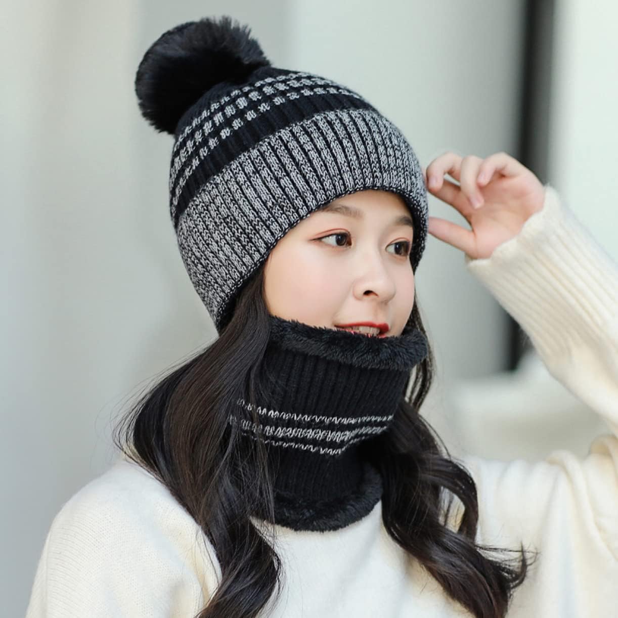 マフラー手袋セット｜ブランドのものなどレディース向けプレゼントのおすすめランキング｜キテミヨ-kitemiyo- 帽子 ニット帽 レディース 2点セット  フェイクファー 耳保護付き 厚手 マフラー 春 秋冬 毛糸編み 裏起毛 ニットキャップ アウトドア スキー スノボ ゴルフ ... [MangjiaoBH] 帽子 ニット帽 レディース 2点セット ポンポン 耳保護付き 厚手 マフラー 春 秋冬 毛糸編み 裏起毛