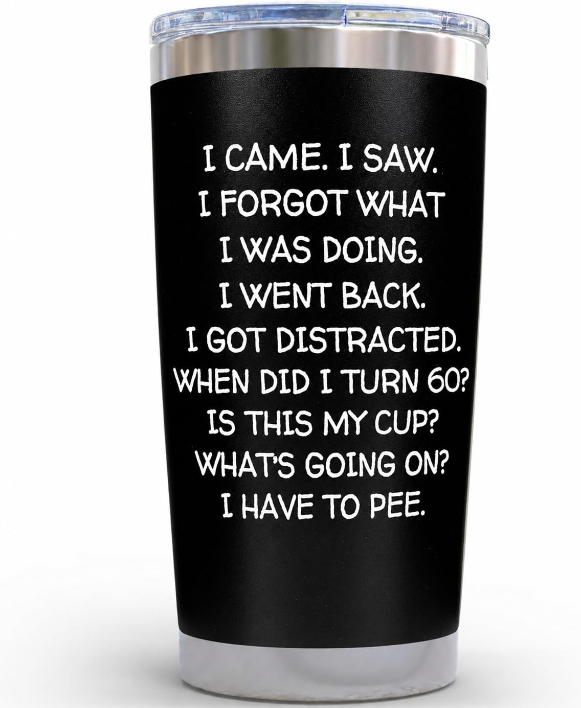 KLUBI Cool 60th Birthday Gifts for Women Men – I Came I Saw I Forgot Funny 60th Birthday Travel Tumbler Coffee Mug, Silly 60 Year Old Birthday Gift, Unusual Gag Gift Cup Turning 60, Senior Humor