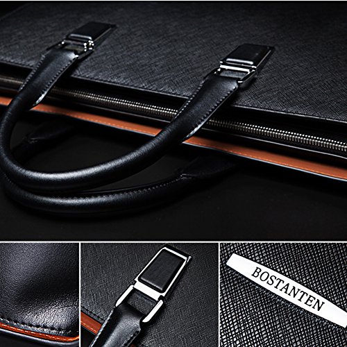 Bostanten Formal Leather Briefcase Shoulder Laptop Business Bags For Men Black #TOP2