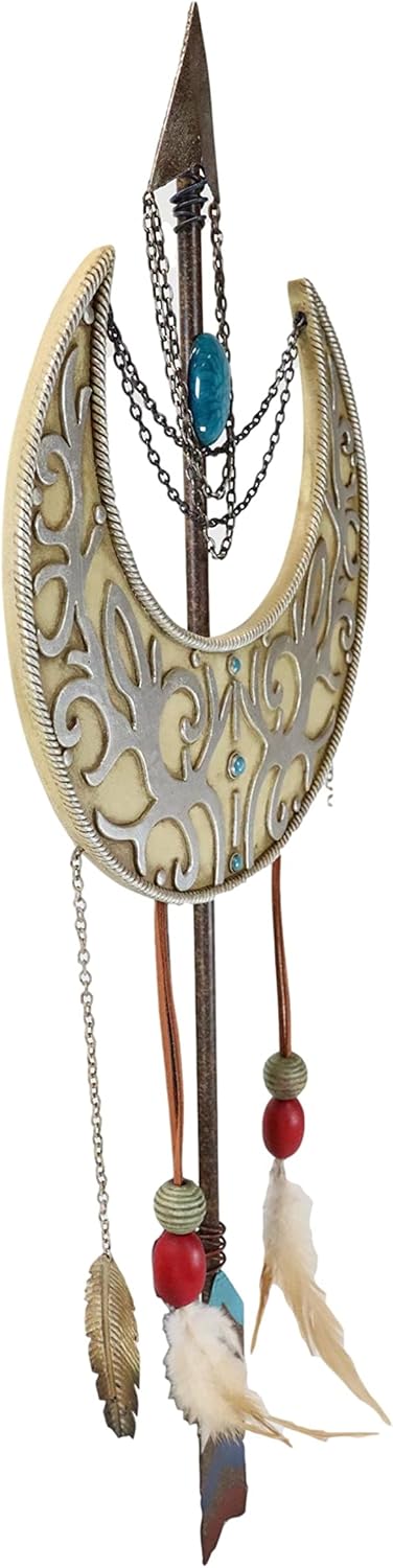 Ebros Boho Chic Native American Indian Crescent Silver Moon and Colorful Spirit Arrow Dreamcatcher with Beaded Lace Feathers Wall Hanging Decor Dream Catcher Ornament Decoration