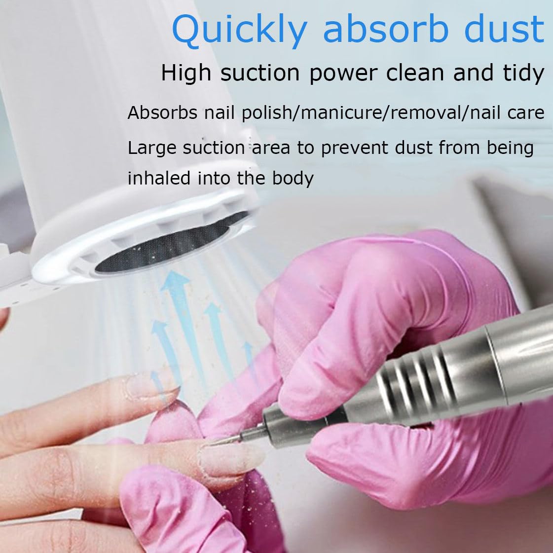 Collecteur de poussière d'ongles 80 W, aspirateur à ongles à forte aspiration, faible bruit, extracteur de poussière d'ongles avec lumières LED, pour usage domestique et professionnel