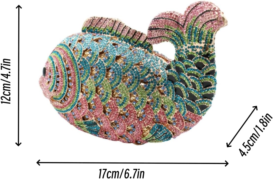 Women Mini Fish Clutch Luxury Rhinestones Purse Sparkling Banquet Handbag Wedding Party Clutch Bag - Image 4