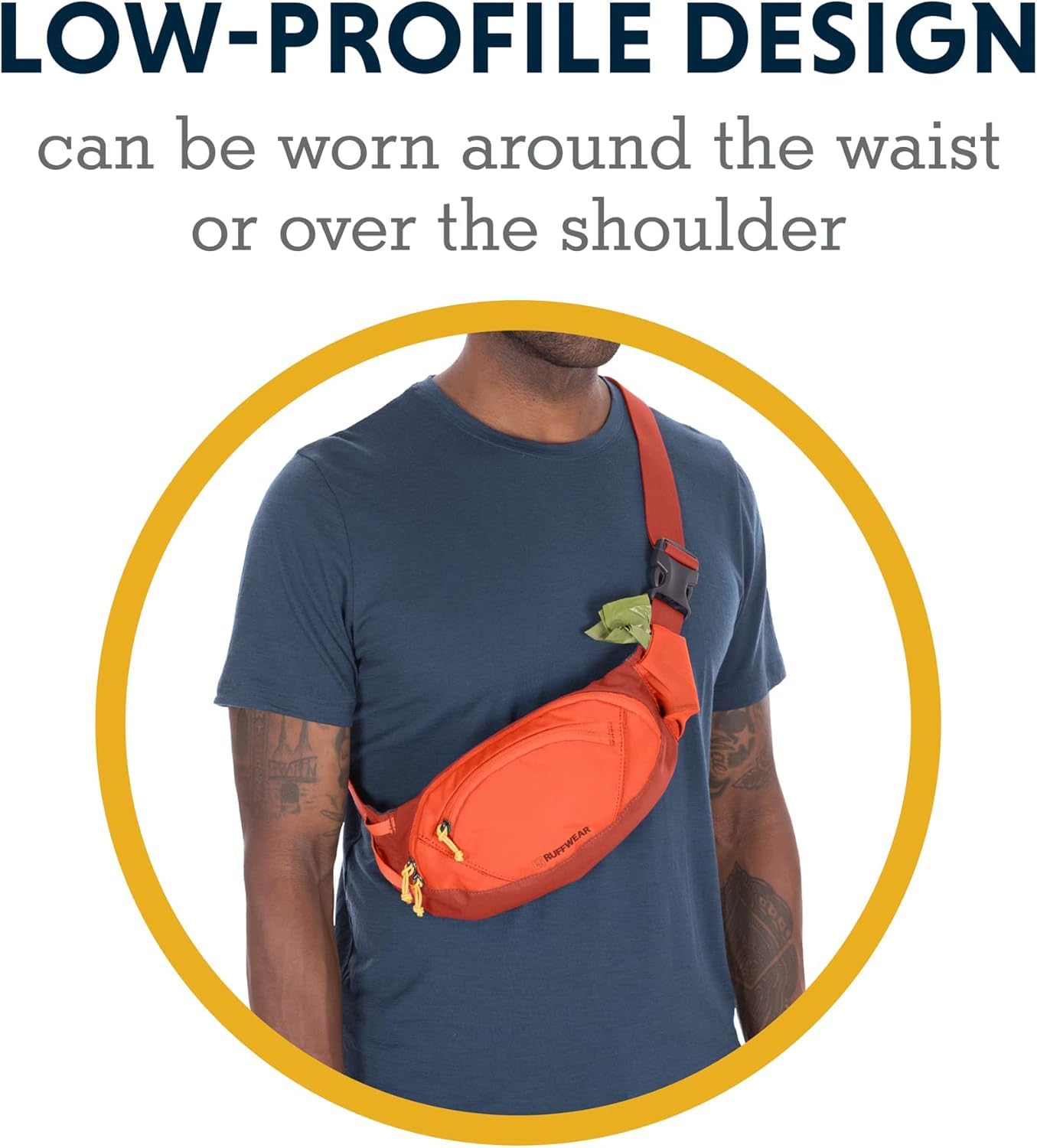 RUFFWEAR Home Trail Hip Pack, sac à bandoulière réglable et sac de ceinture pour promener le chien, pochette à friandises pour chien et sac de transport pour déjections canines, Sumac rouge