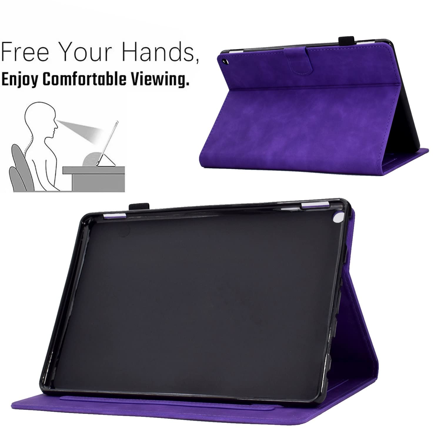 Kompatybilny z etui na tablet Kindle Fire HD 10 i Plus (11. generacji, wydanie 2021 r.), skórzanym premium Wąski, składany stojak Folio Pokrowiec ochronny funkcją automatycznego uśpienia(Mor)