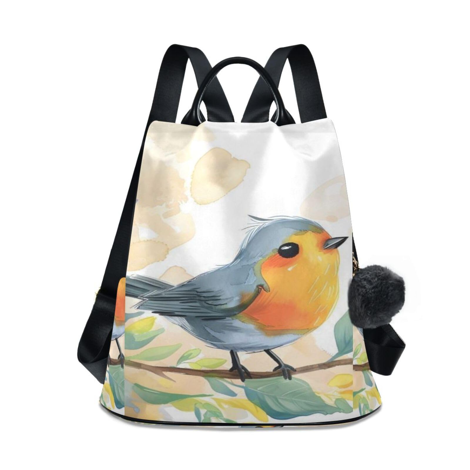 Cute Robin Bird Scene Backpack for Women Anti Theft Large Fashion Travel Shoulder Bag Purse Rucksack Lightweight