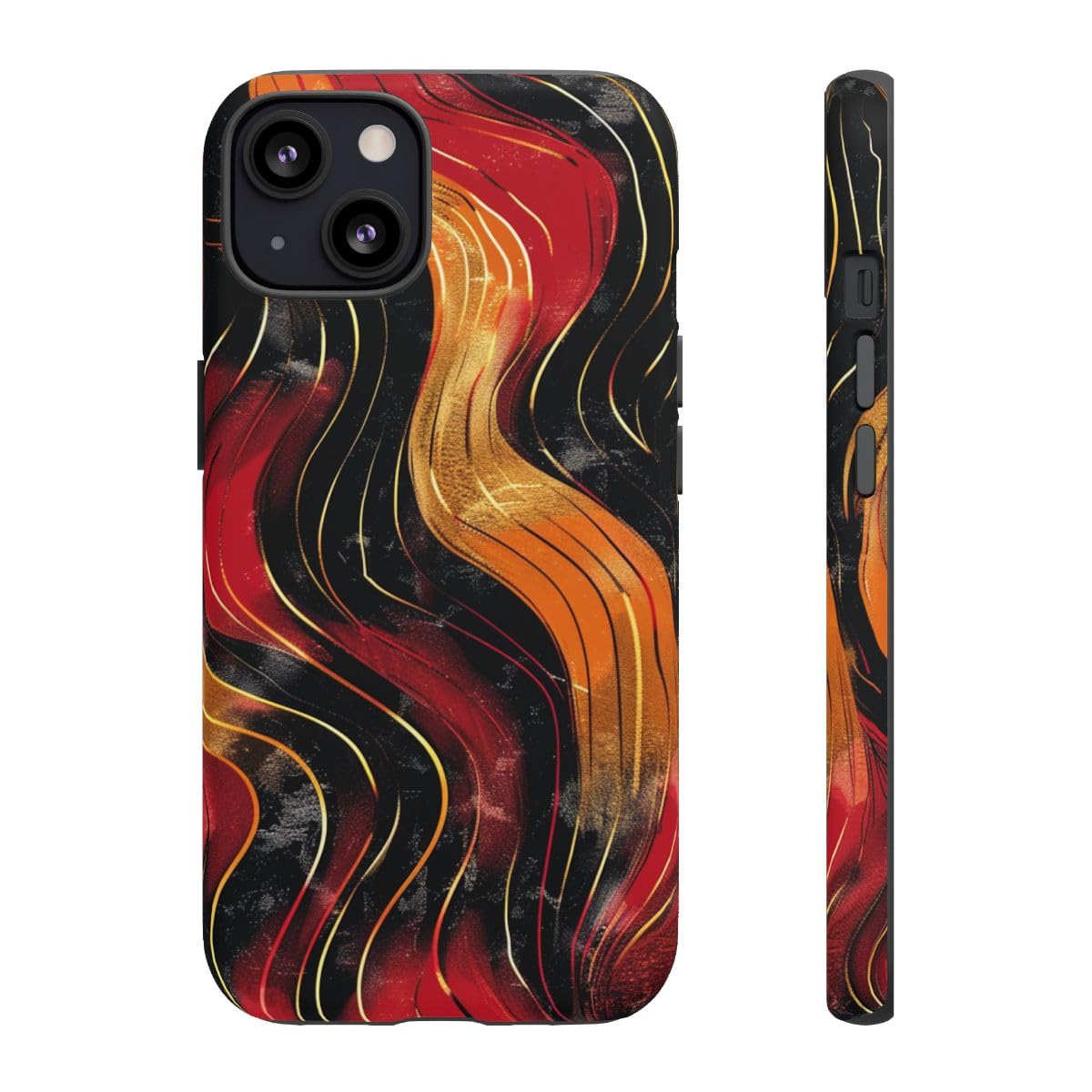 Coque iPhone 13 rigide mate motif ondulé rouge pour éviter les rayures