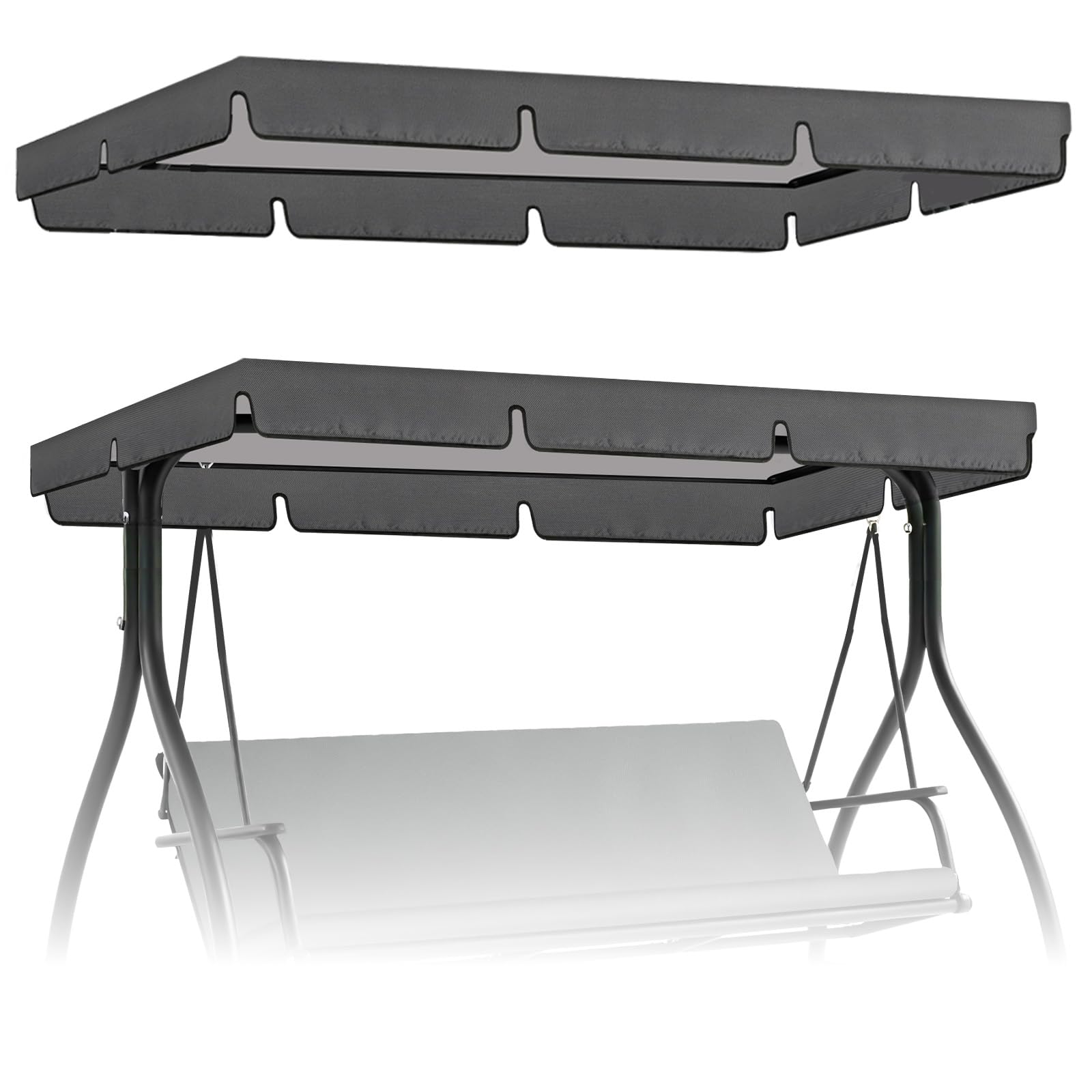 AOOWU Swing Chair Canopy Replacement, 2 & 3 Seater Garden Swing Seat Cover, Waterproof, Windproof, Anti-UV