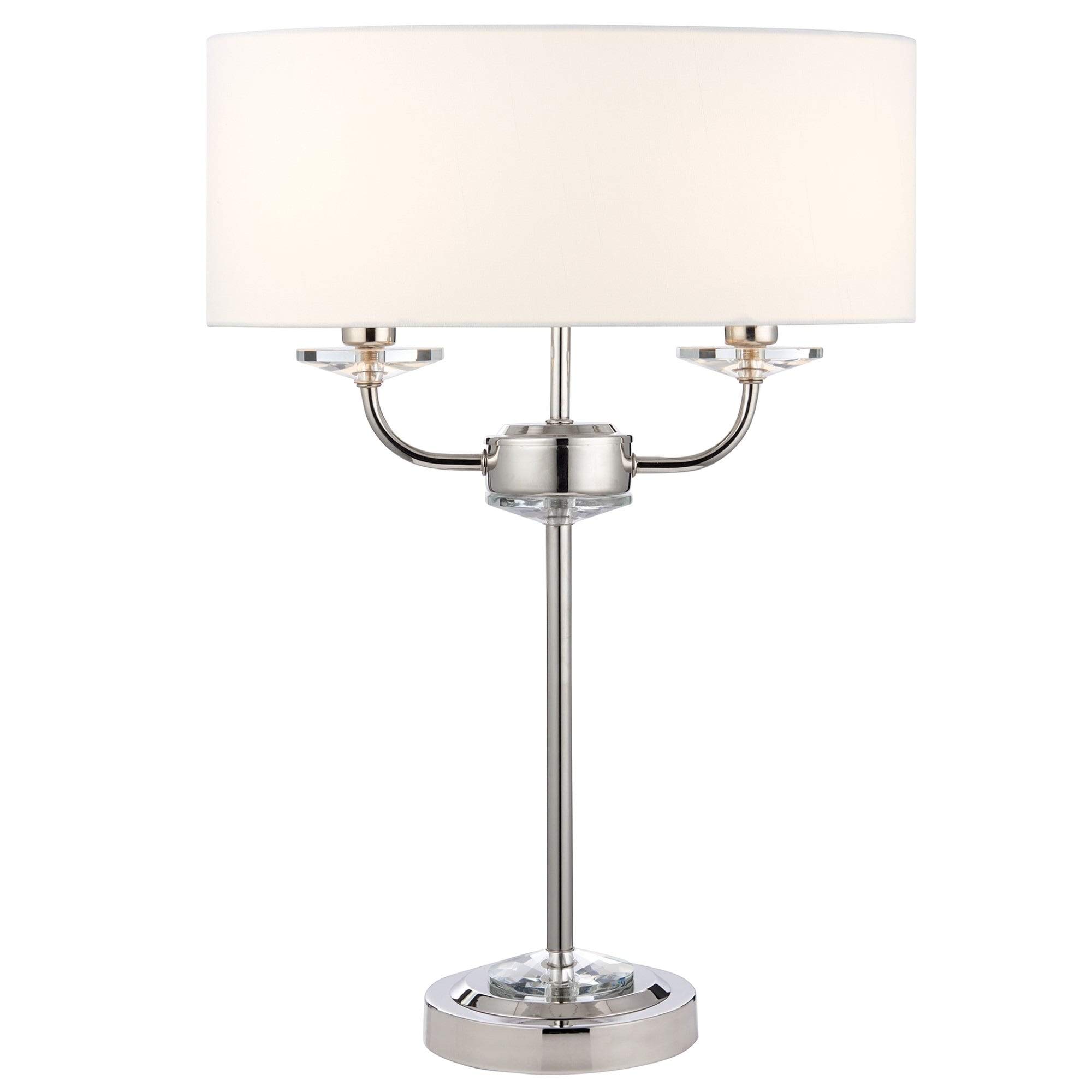 Endon Nickel 60804 Nixon Bright & Vintage White Faux Silk E14 Switched Table Lamp Light