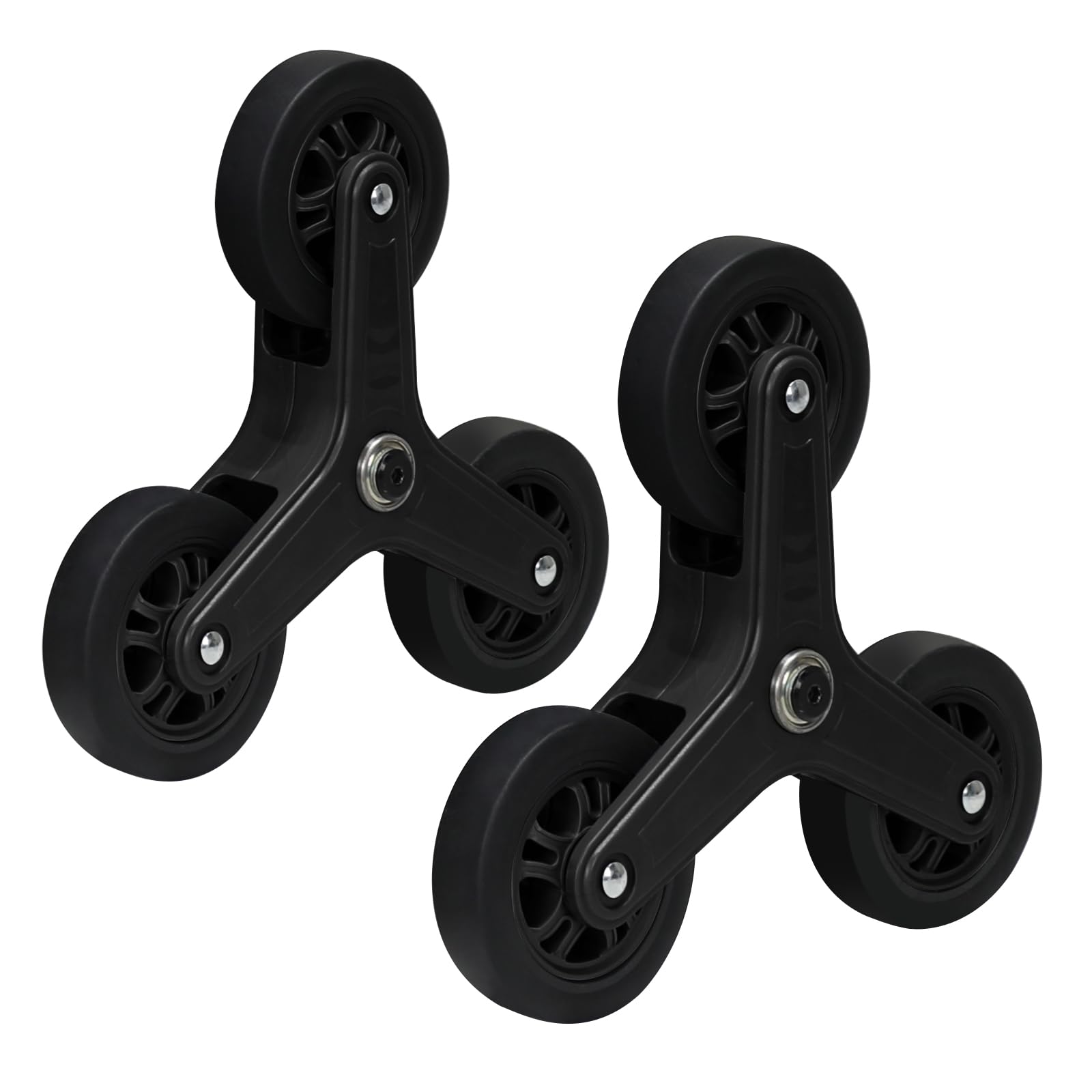 LexonElecx SELORSS 1 Pair Heavy Duty Stair Climbing Wheels Replacement - Wear-Resistant Triangle Wheels for Foldable Shopping Trolley, Grocery & Laundry Cart, Utility Box - Includes Installation Tool