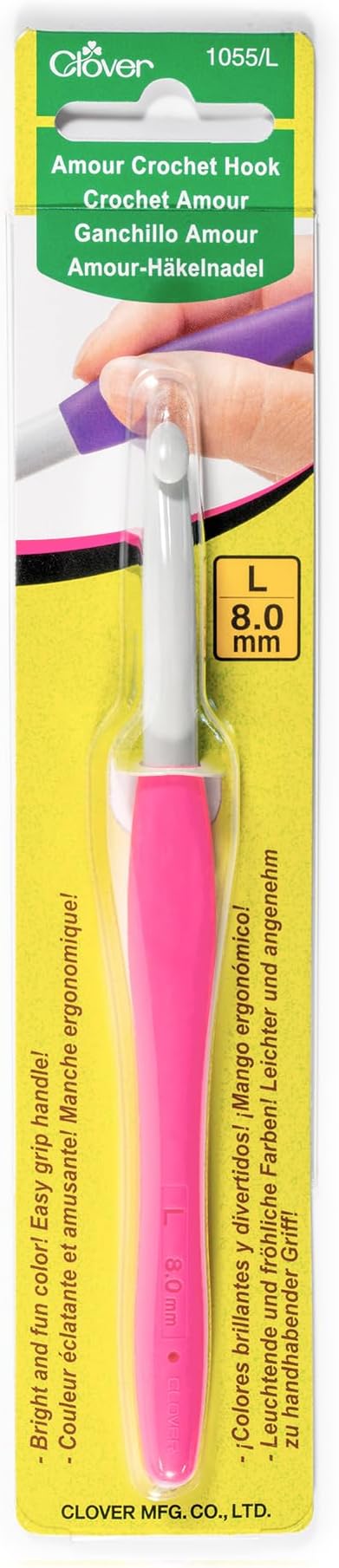 Clover Crochet Hook Amour ,Pink ,L :8.0mm ,1055/L