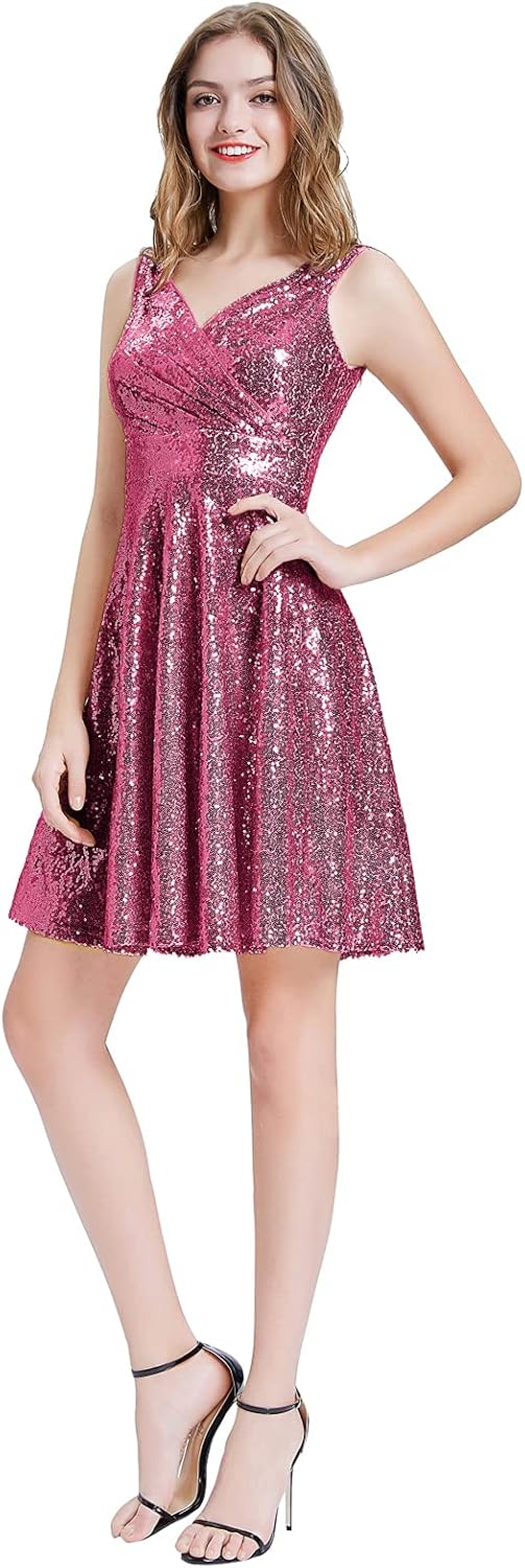 GRACE KARIN Women's Sleeveless Wrap V-Neck A-line Bridesmaid Cocktail Party Dress