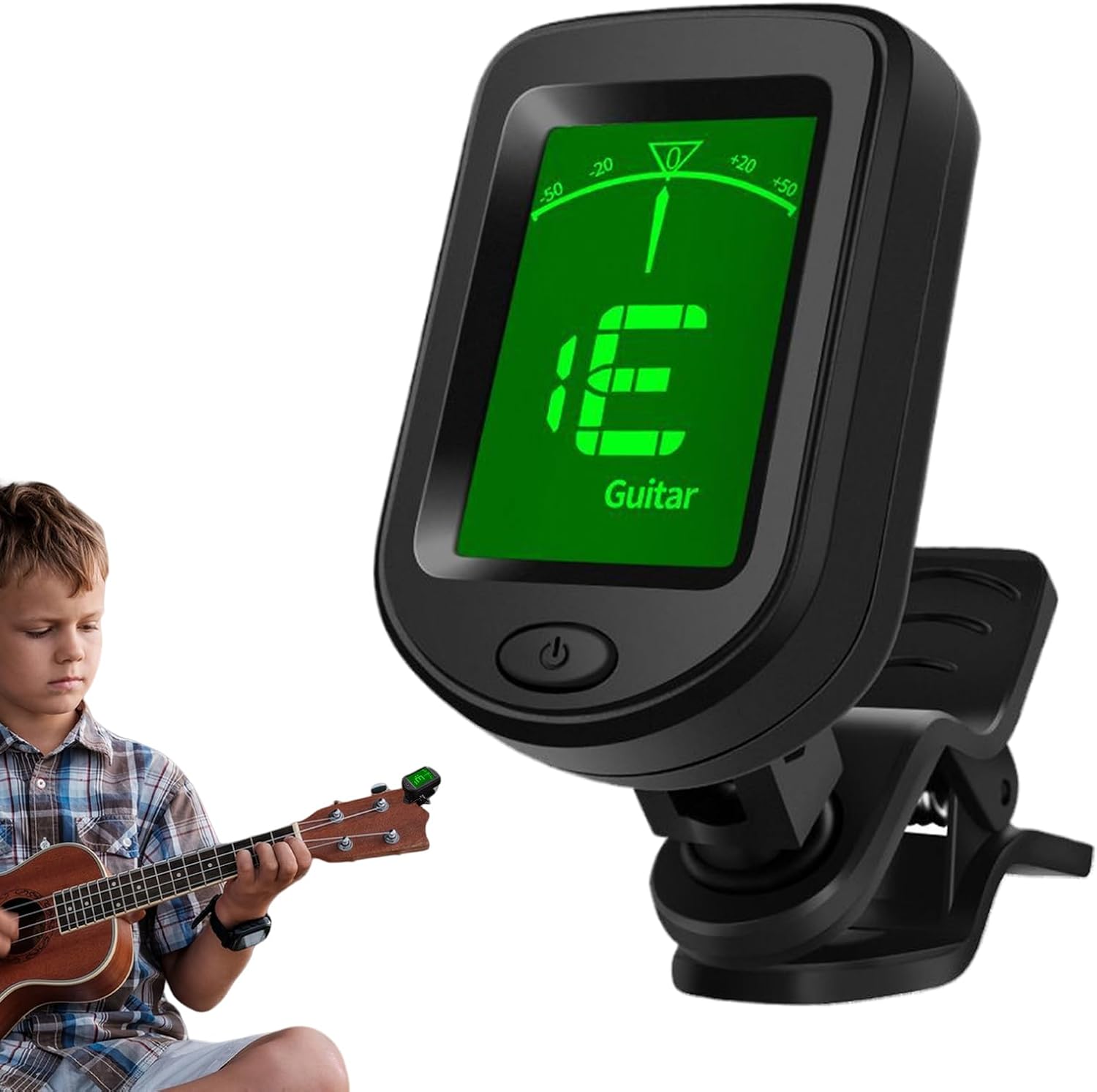 Guitar Tuner Clip On, Chromatic Guitar Tuner, Digital Tuners of Guitars Accessories with LCD Display, Rechargeable Bass Tuners Clip On, Portable String Instrument Tuning Device for Bass Ukulele Banjo