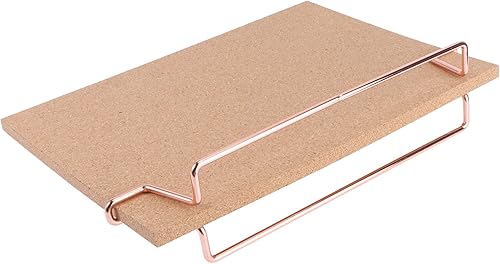 Miniatura 2 de TOYANDONA Tablero de anuncios de corcho con soporte de metal, pin de madera, tablero de notas de escritorio para oficina en casa (base oro rosa)