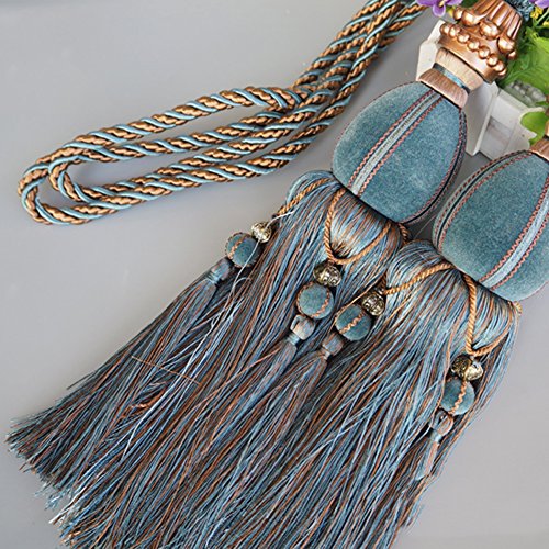LianLe EIN Paar Vorhang Raffhalter Band Binden Quasten Design mit Kugel (Blau)