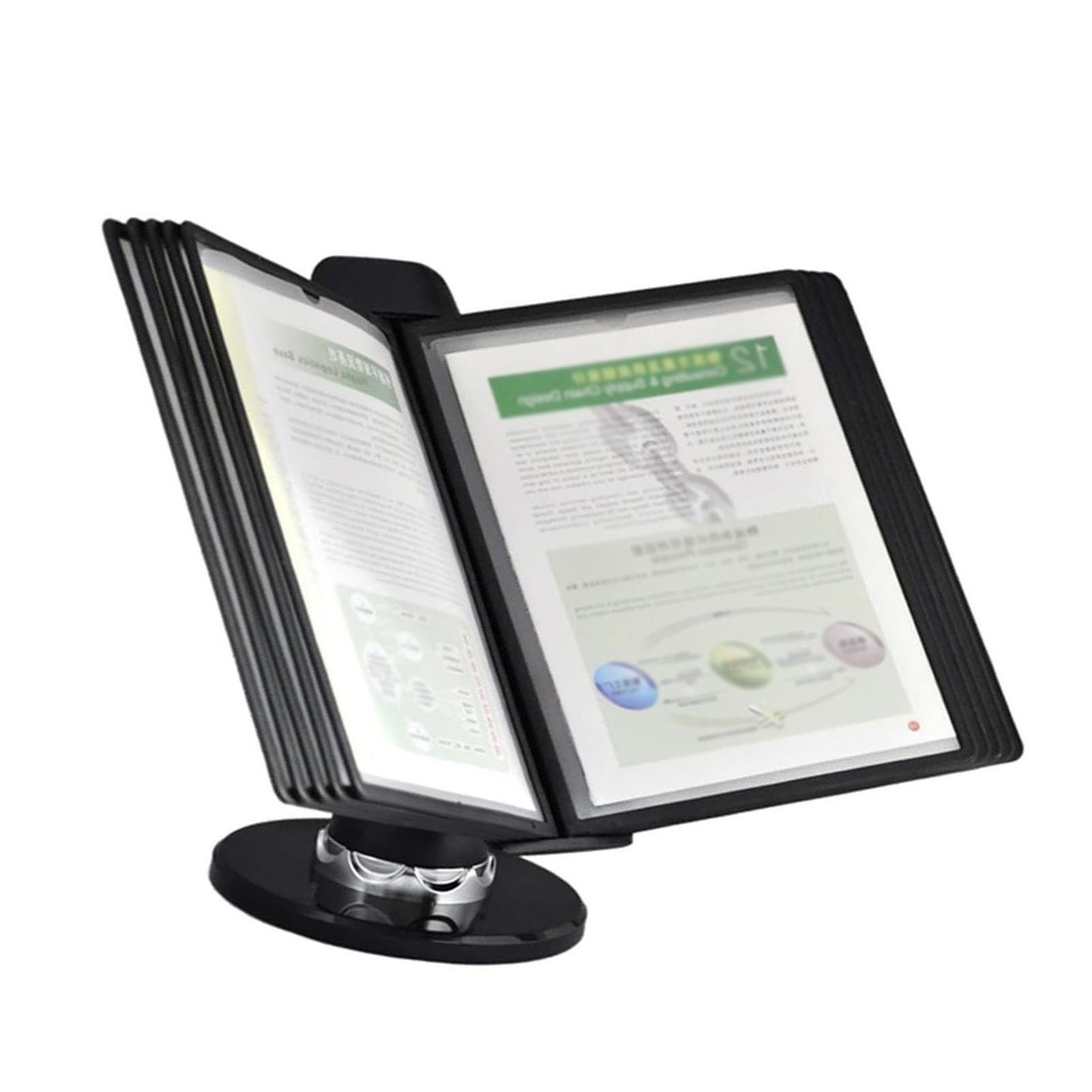 MYUYEE Desk Reference Organizer - Adjustable Desktop Document Holder, 10 And 20 Page Double-Sided Panels, Desktop Flip Display Folder, Durable Reference Stand Desktop, Wall Moun