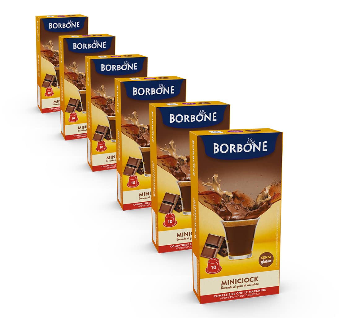 Caffè Borbone Miniciock - Bevanda al gusto di Cioccolato - 60 capsule (6 confezioni da 10) - Compatibili con le Macchine ad uso domestico Nespresso*