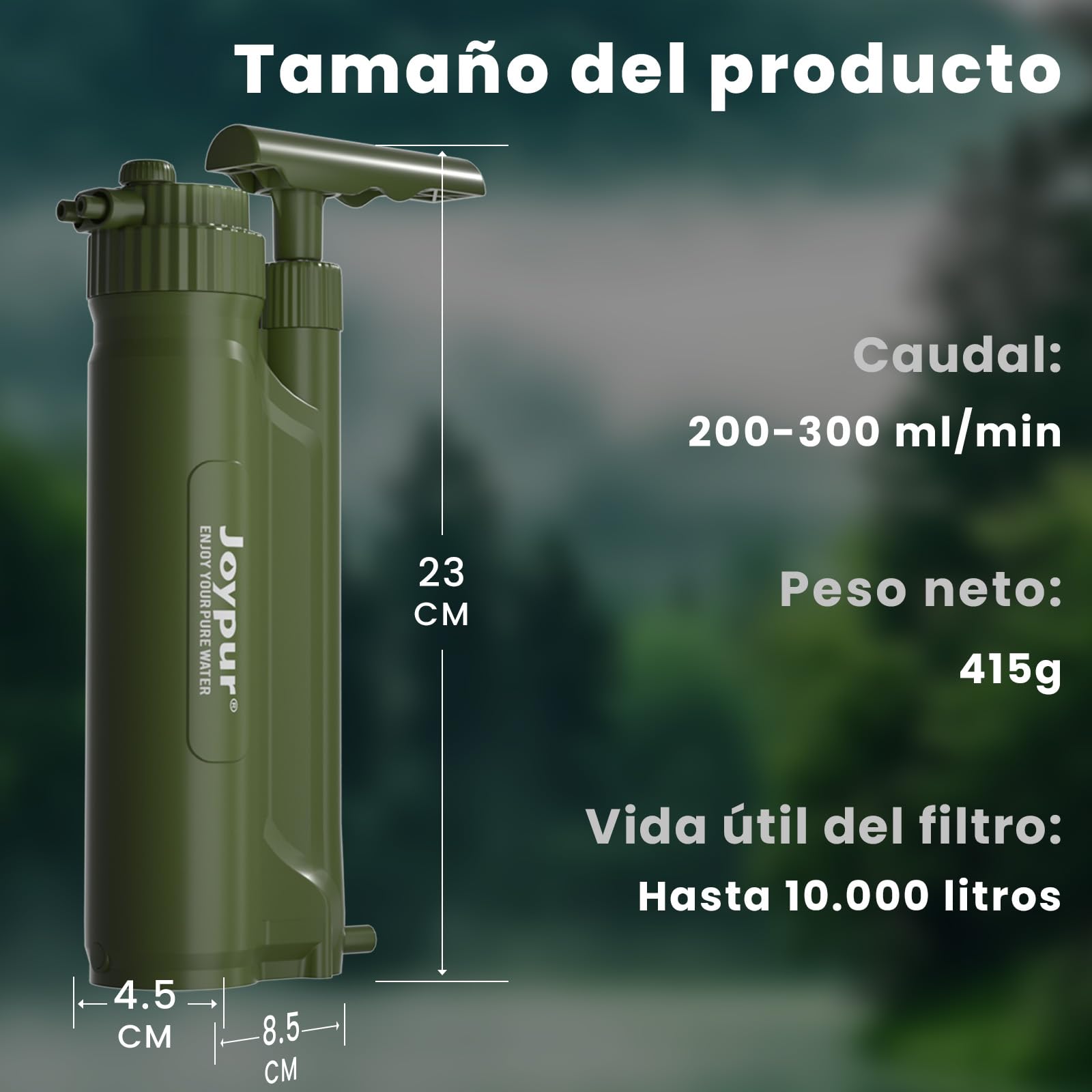 Filtro de agua para exteriores con filtro RO purificador de agua para exteriores con capacidad de filtro de 10000 l filtro de agua potable para camping, excursiones, emergencias, etc. (Verde)