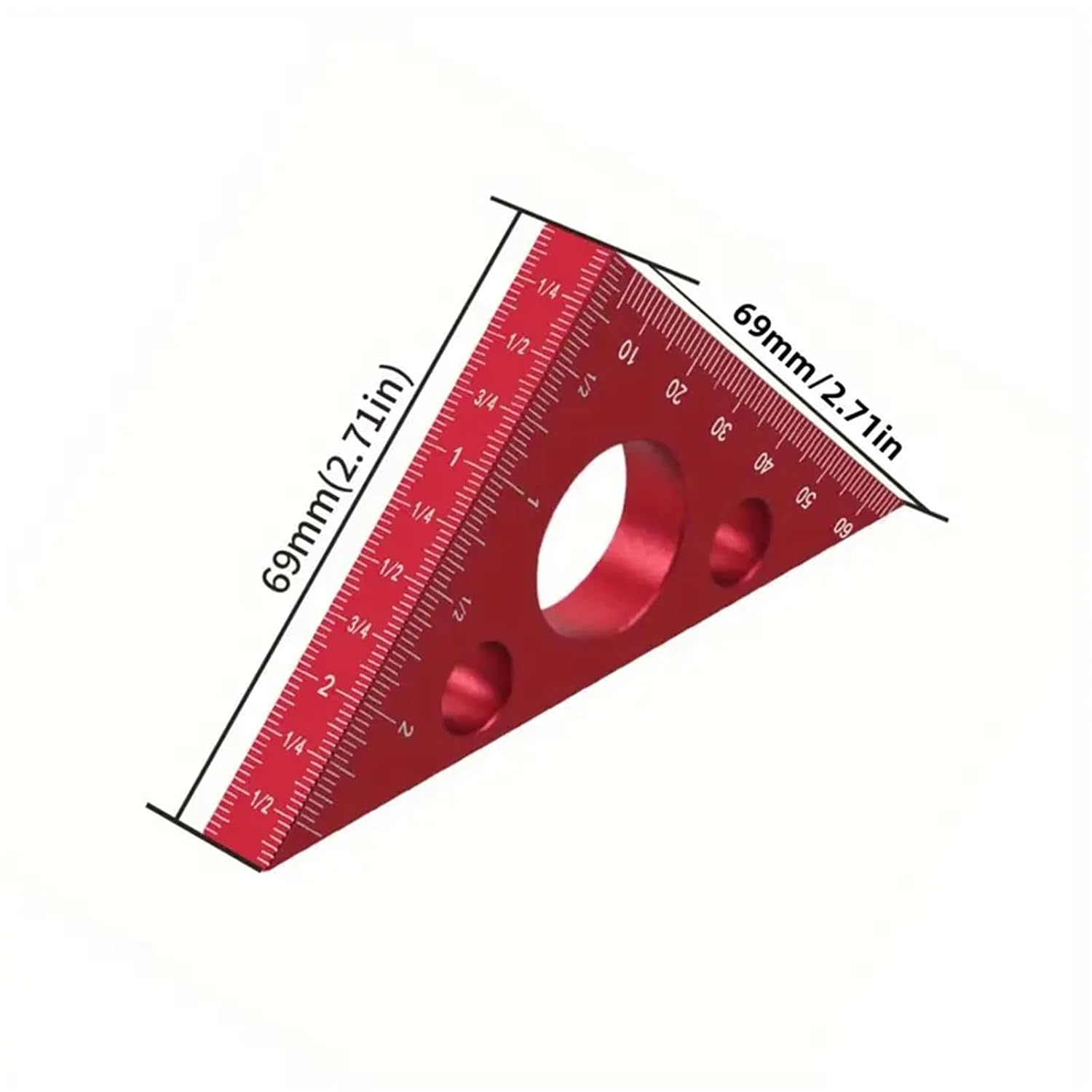 1 régua Esquadro de liga de alumínio anodizado, calibre de ângulo reto fosco de 45/90 graus para marcenaria, ferramenta de medição durável e de precisão (68 mm x 94 mm)