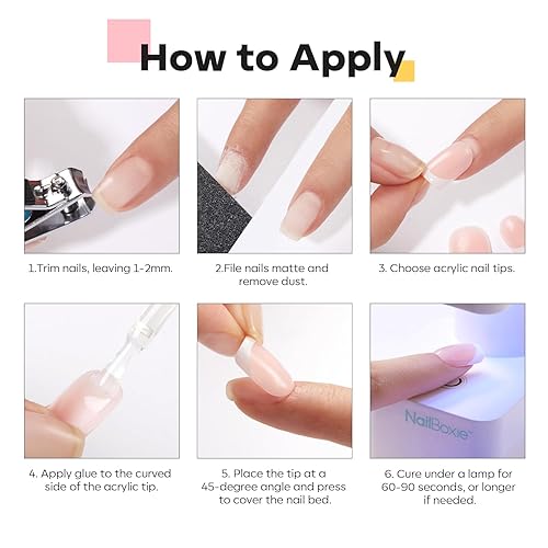 Miniatura 8 de modelones Pegamento de uñas para puntas de uñas, pegamento 9 en uno para prensa, puntas transparentes, necesita curado con luz UV, 0.5 fl oz