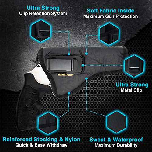 Iwb Revolver Holster By Houston - Eco Leather Concealed Carry Soft Material - Suede Interior For Protection - (Right) Fits:revolvers K,L,M & N Frames,5 & 6 Shots,3.5" To 4.5" Barrel. (Chp-62-Rh) #TOP1