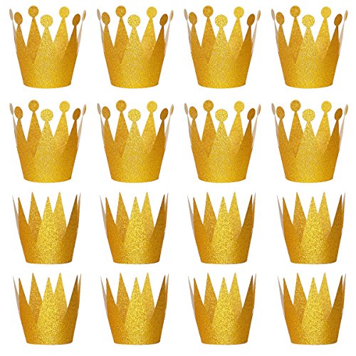 RUBFAC Gold Crown for Party with Elastic Ties, 24pcs