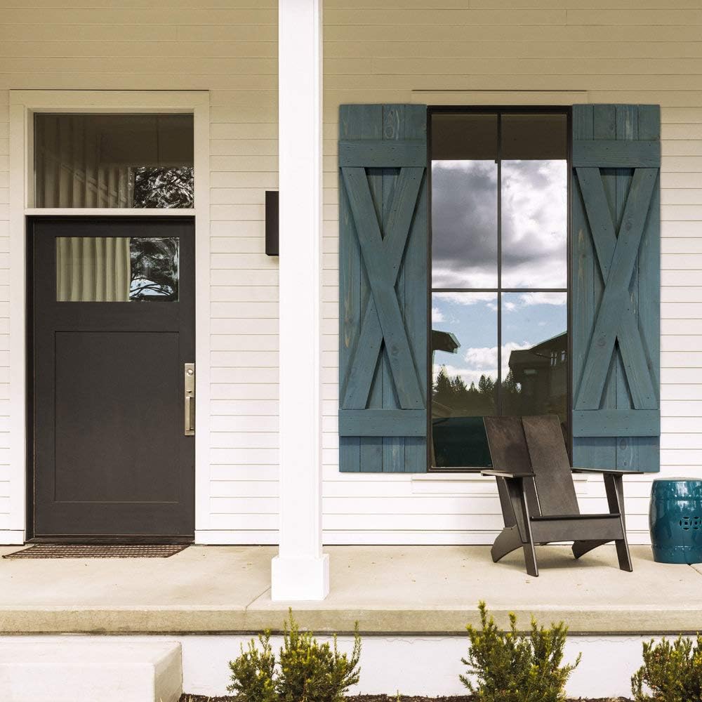 Dogberry 14 in. x 60 in. Dirty Blonde X Board & Batten Exterior Shutters Pair