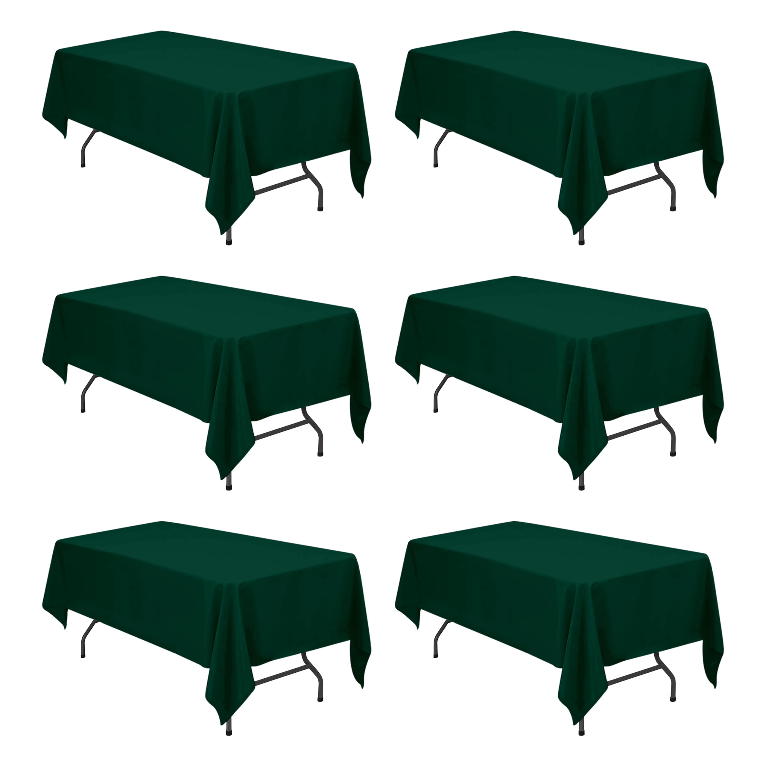 BRILLMAX 6 Pack Hunter Green Tablecloth 60x102 Inch for 6ft Rectangle Table
