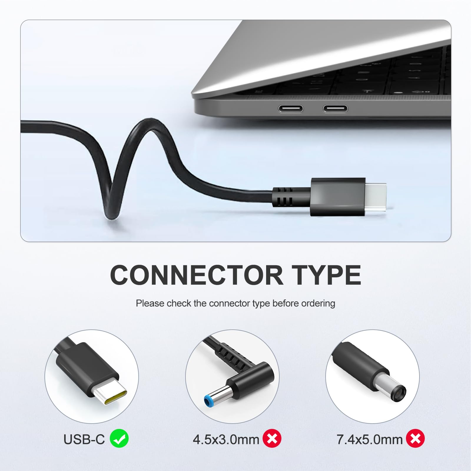 Caricabatterie USB C Chromebook da 45 W per HP Chromebook 14 X360, compatibile con Acer Laptop Chromebook Caricabatterie USB Tipo C Adattatore di alimentazione