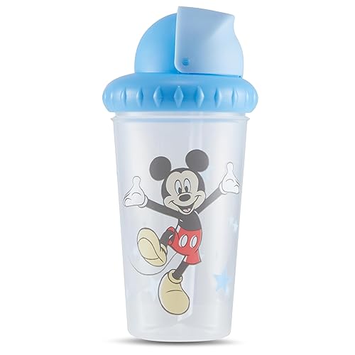 Miniatura 4 de Disney Vasos para sorber para niños y niñas  Paquete de dos vasos para sorber de 10 onzas con popote y tapa, botella de agua de viaje duradera a