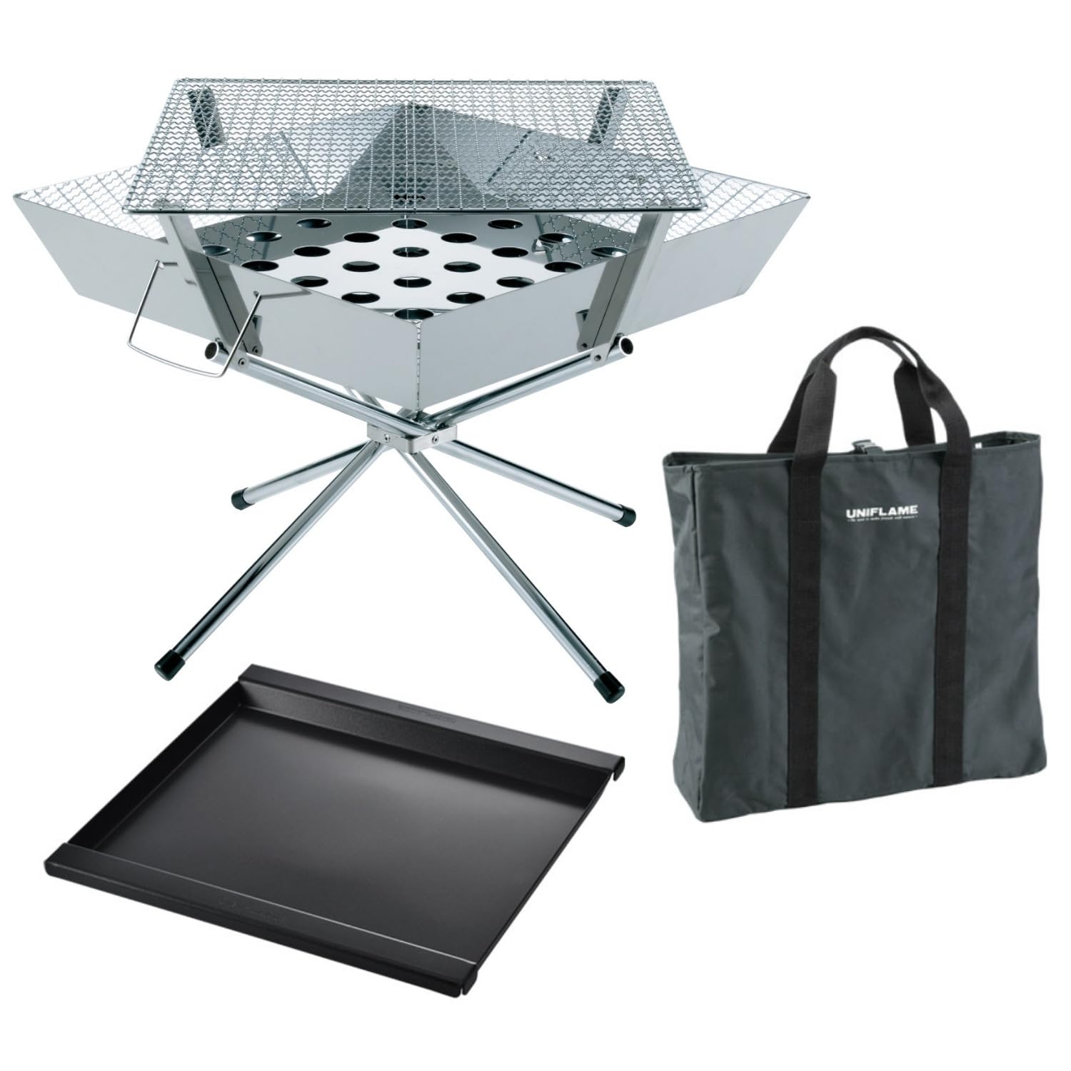 ユニフレーム BBQ・七輪・焚火台 ファイアグリル・フッ素鉄板・収納ケースセット Amazon | ユニフレーム BBQグリル 焚火台 ファイアグリル・フッ素鉄板