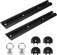 EXLECO 2 x 30cm Aluminium Airlineschiene Set mit Endkappen & Zurrösen Halbrunde Airlineschiene zur Ladungssicherung Zurrschienen Airline Schiene zum Kleben Zubehör für Anhänger Wohnmobil LKW Schwarz