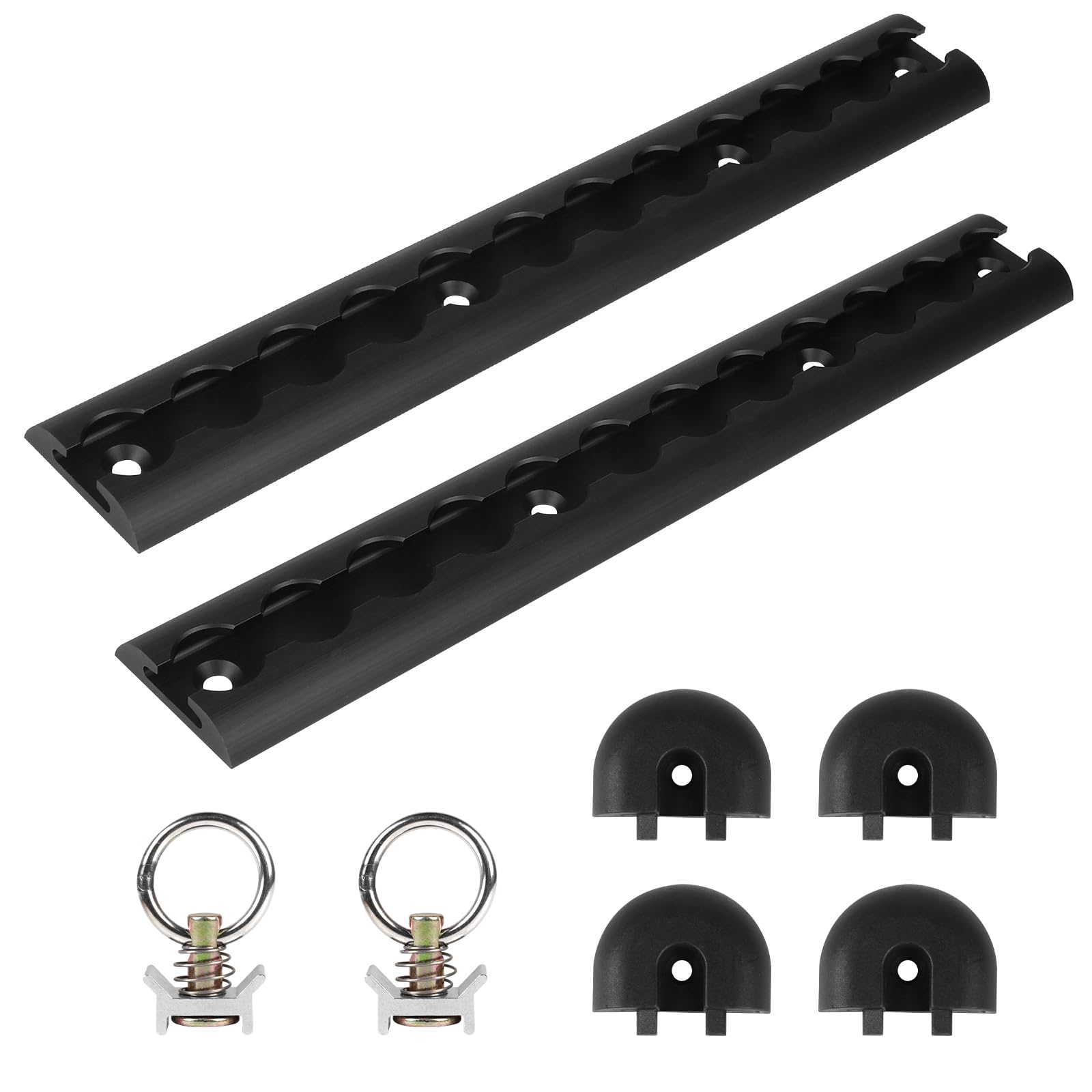 EXLECO 2pcs 30cm Set di Binari Airline in Alluminio Anodizzato Duro, Nero