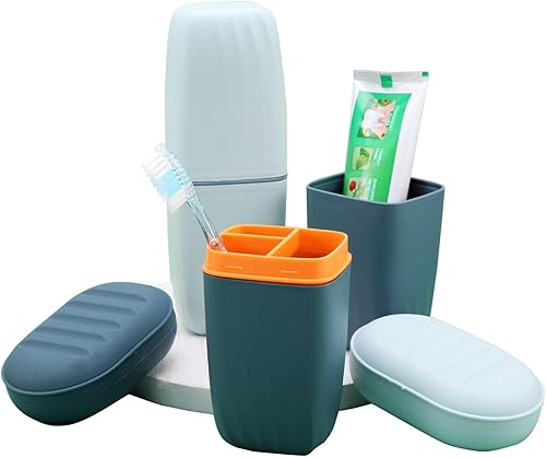 Fawcotu 2 fundas para cepillos de dientes soporte para cepillos de dientes a prueba de fugas contenedor de almacenamiento portátil de pasta de