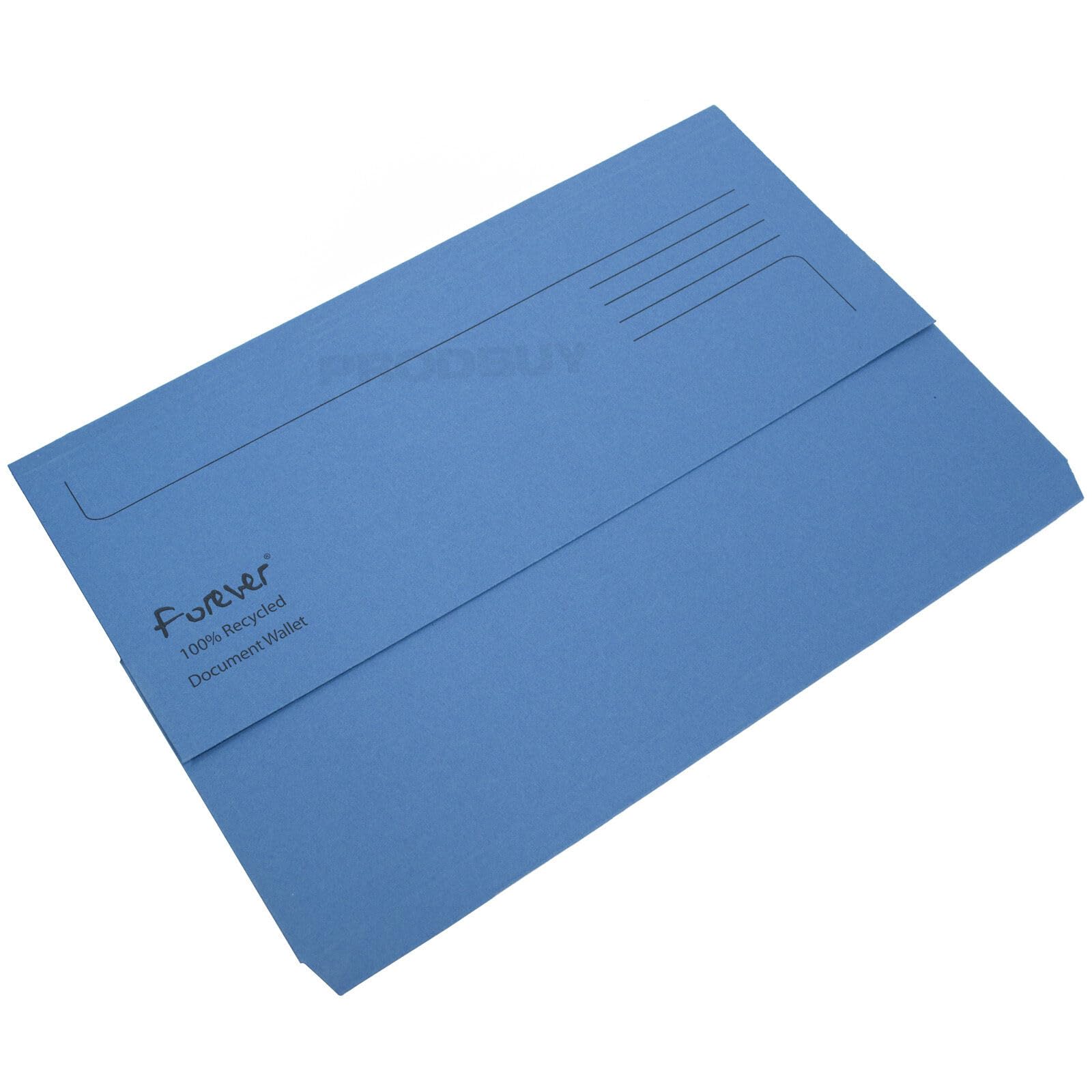 Set of Colour Foolscap Document Wallets 300gsm Card Files A4 Paper Folders (50, Blue)