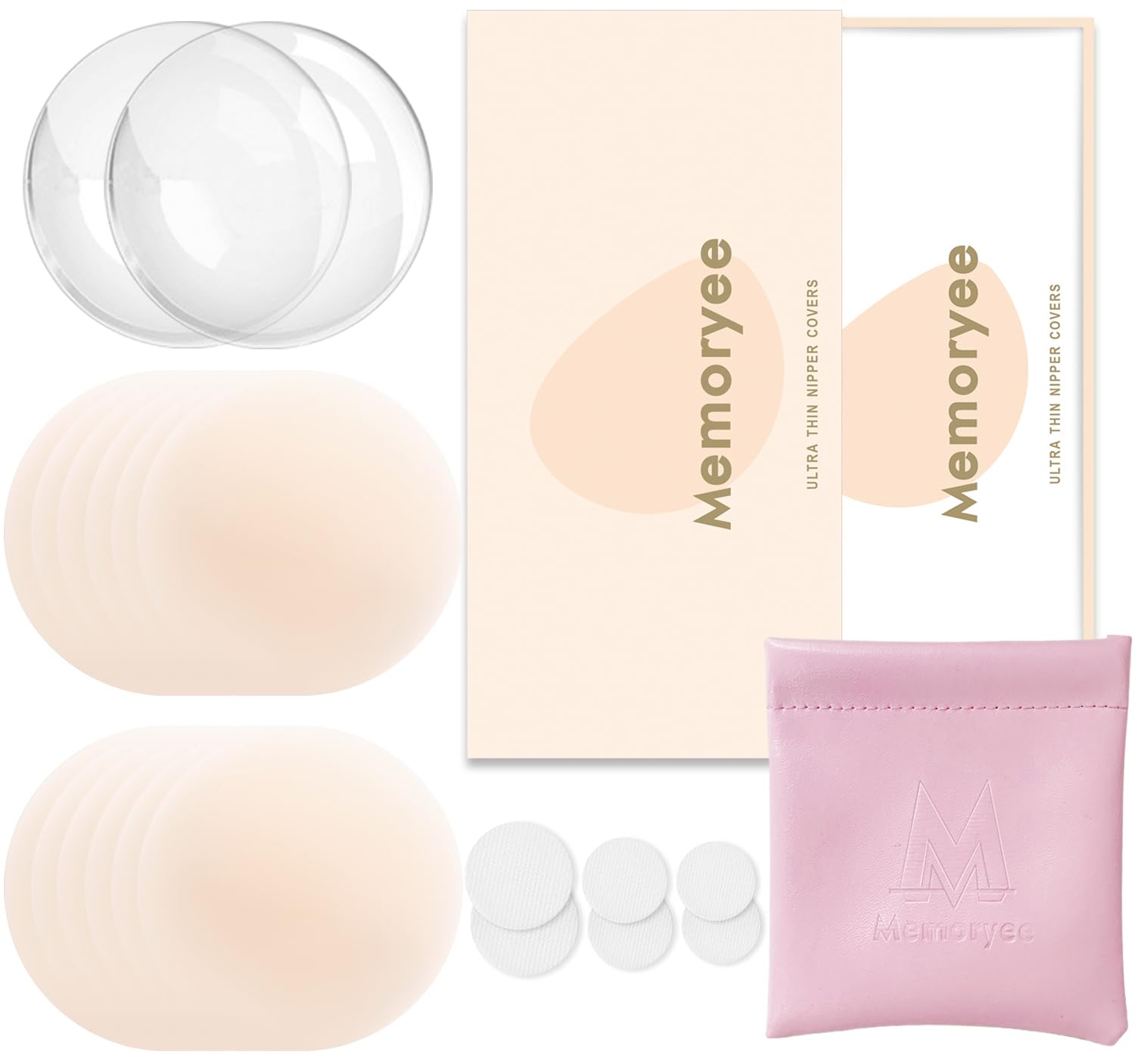 Memoryee Pezoneras, Ultra Finas Cubre Pezones para Mujer Pastillas Cubierta Silicona Adhesiva Reutilizable Sujetadores Invisible Pasties Pétalos Pecho con Caja de Regalo [8 cm]