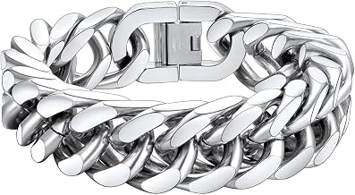 FaithHeart 8/12/17MM Bracciale Uomo Acciaio Bracciali Unisex Minimalista Taglio a Diamante Lunghezza 19/21/23CM Catena Cubana Solida Antiallergico