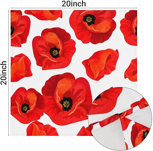 Miniatura 3 de Cloth Napkins Set of 6 Floral Poppy 20x20 Inch Cloth Napkins Spring Poppy Flower Washable Reusable Kitchen Dinner Napkins Table Decor for Wedding,