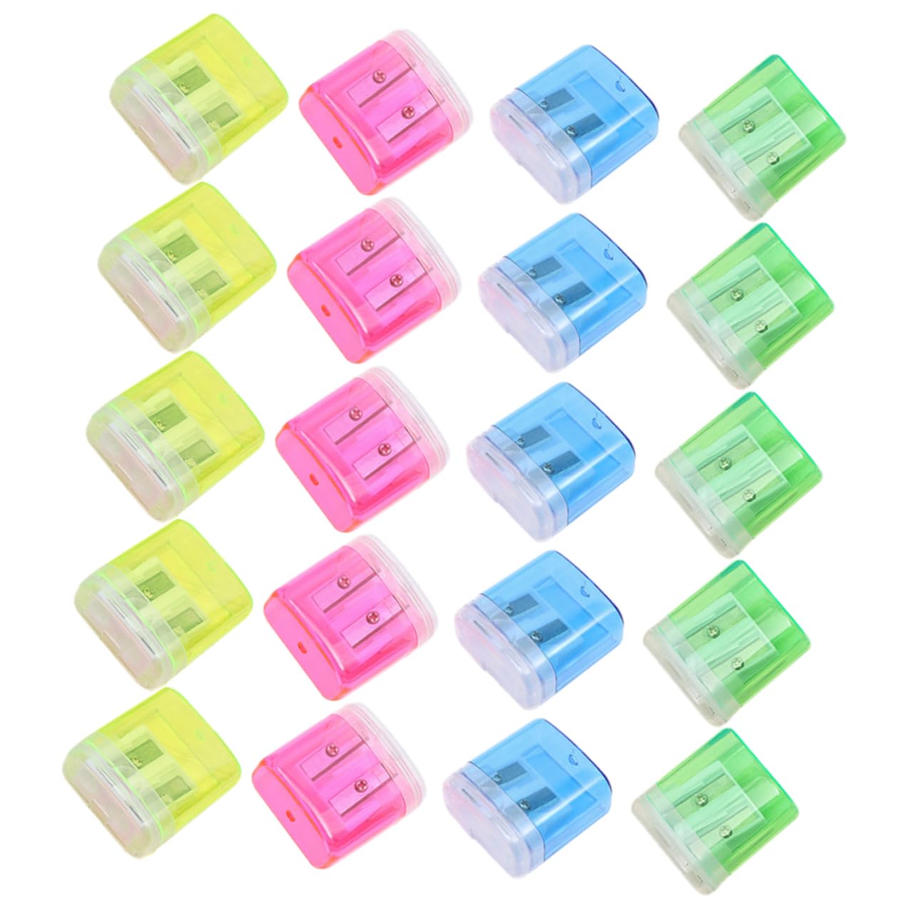 Taille-crayons Manuel à Double Trou Couvercle, Lot de 48, Plastique