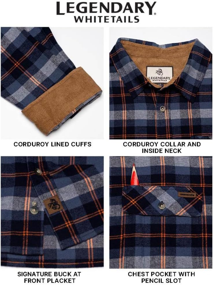 Legendary Whitetails Men's Flannel Shirt Long Sleeve Button Down 100% Cotton - Image 4