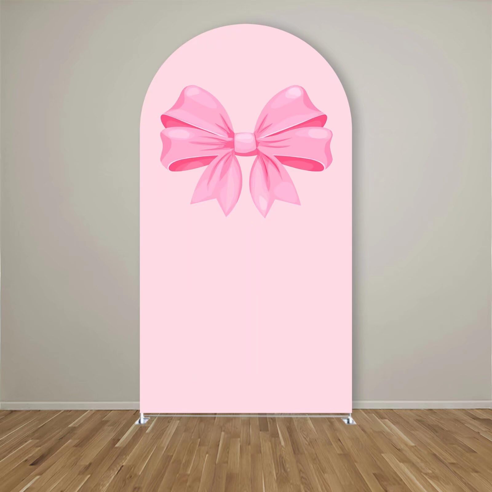 Iydamc Pink Bow Stretchy Arched Backdrop Covers for Conquette Party Girls Birthday Baby Shower Bridal Shower Bachelorette Party Supplies