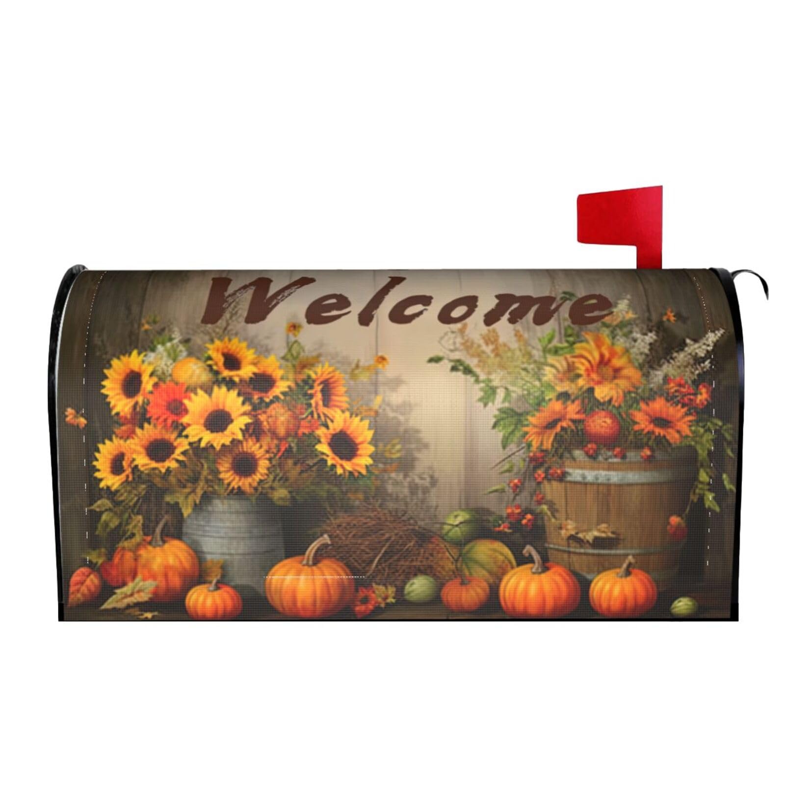 Sunflower Fall Bird Welcome 02 Mailbox Covers Magnetic Wraps Post Letter Box Cover Garden Home Decor