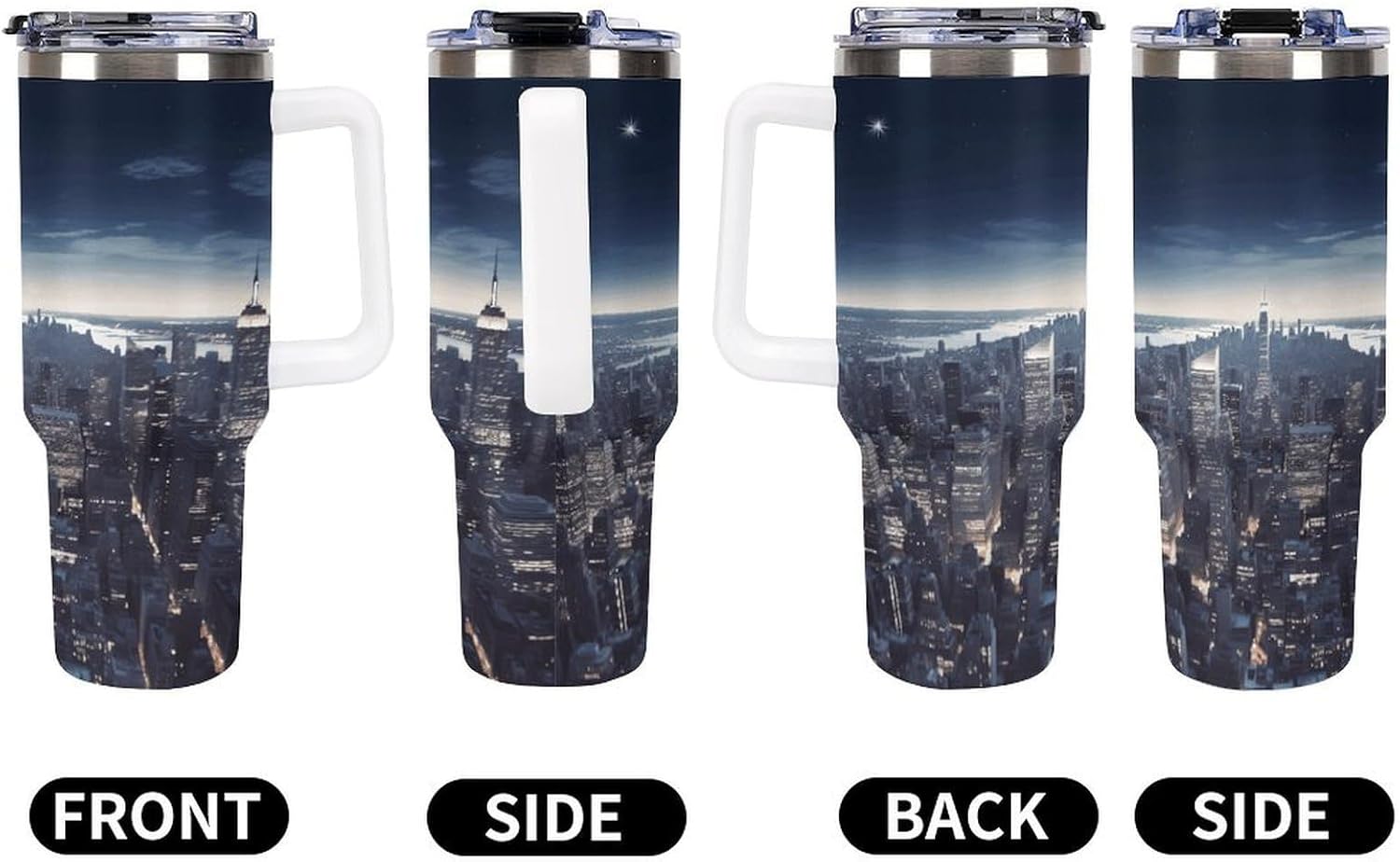 New York City Travel Coffee Mug Reusable Durable Stainless Steel Insulated Tumbler with Handle And Straw Leak Resistant Portable Thermal Cup Gifts for Men Women 40 Oz