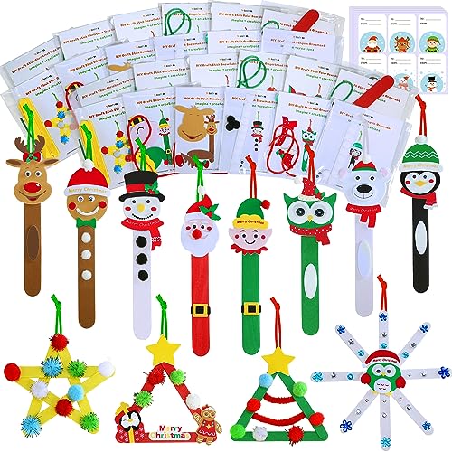 Winlyn 24 Sets Christmas Craft Kits Popsicle Stick Christmas Orna...