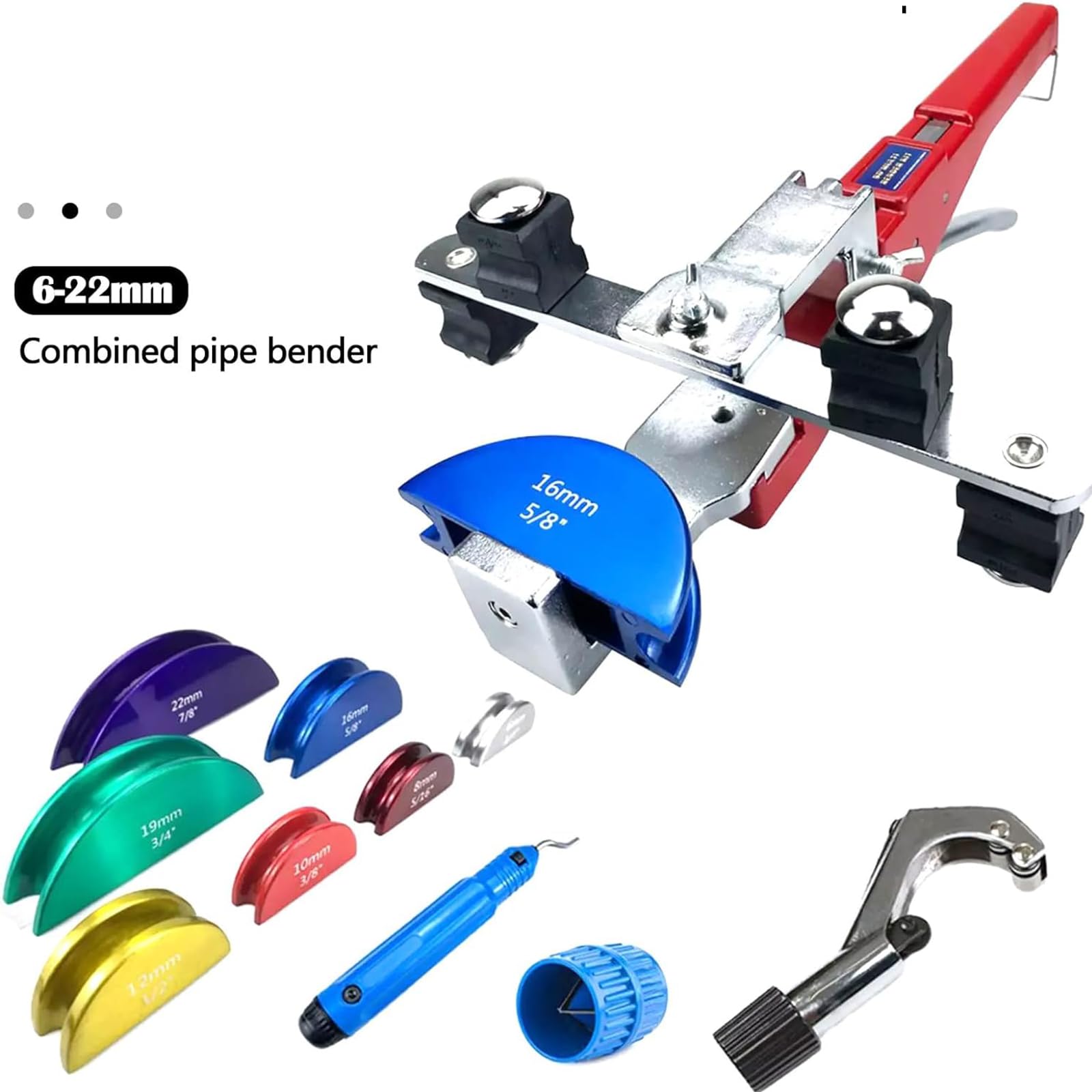Rohrbieger,manueller Rohrbieger 1/4"- 7/8",Metall Rohrbiegemaschine mit Rückbiegefunktion und Rohrschneider Entgrater,90°Rohrbiegegerät geeignet für Kupferrohre und bremsleitung biegewerkzeug