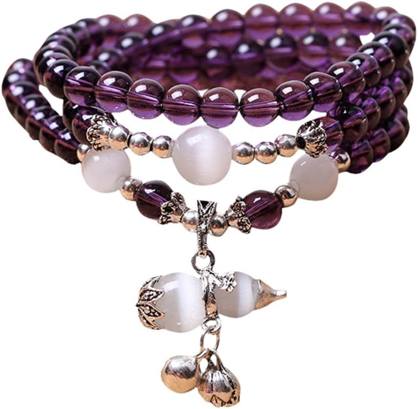 Felix Perry 6mm Natural White Crystal Gourd Beads Buddhist Prayer Mala Meditation Necklace Bracelet (White Crystal Gourd)