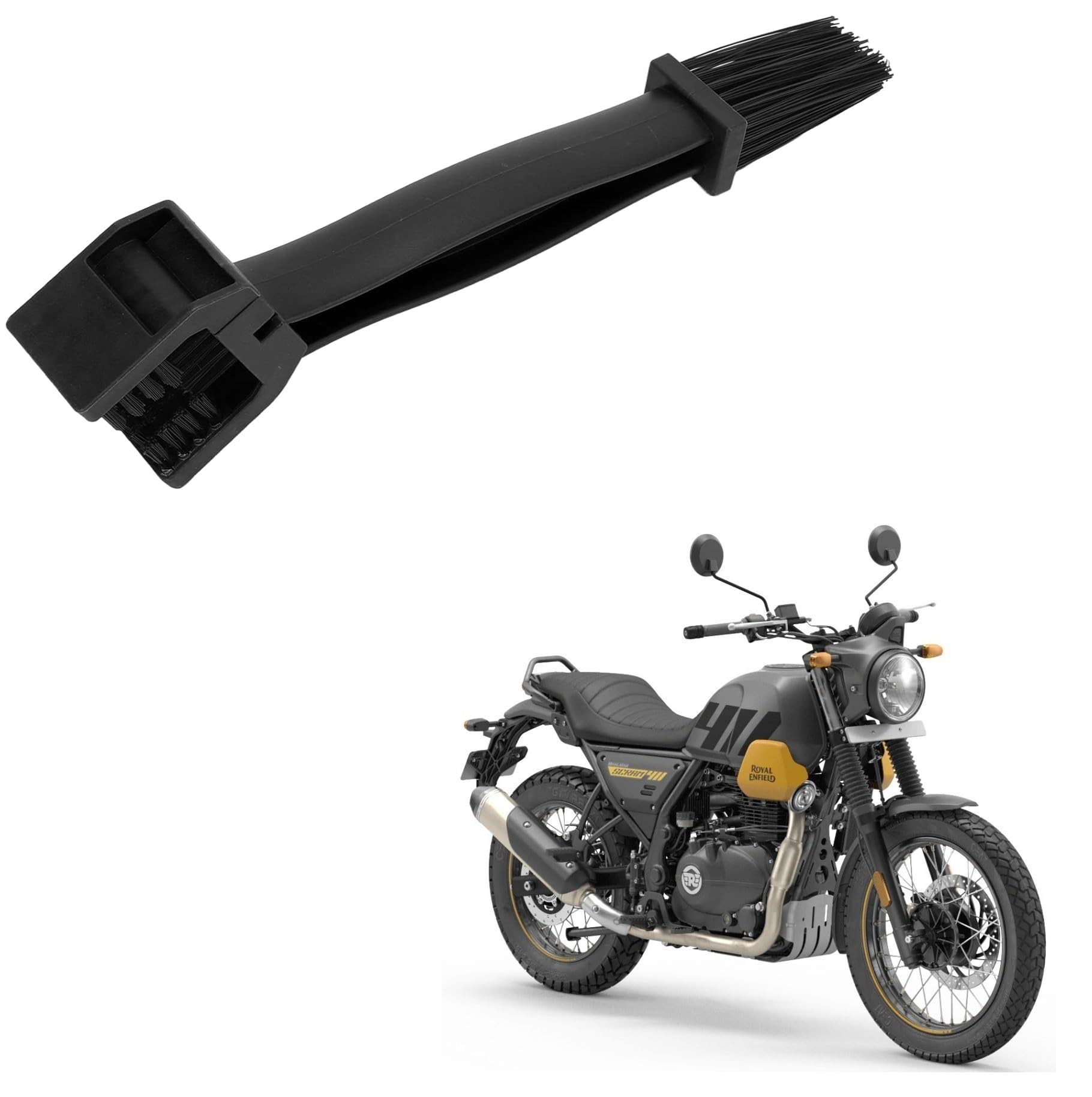 Kozdiko Bicycle and Motorcycle Chain Cleaning Brush, Gear Cleaning Brush Multifunctional 3 Sided Bristles Chain Cleaner Brush for Royal Enfield Scram 411-image-2